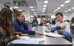 Students recieve help on their homework at Reynolds Middle School Communiy Night featuring Homework Diner