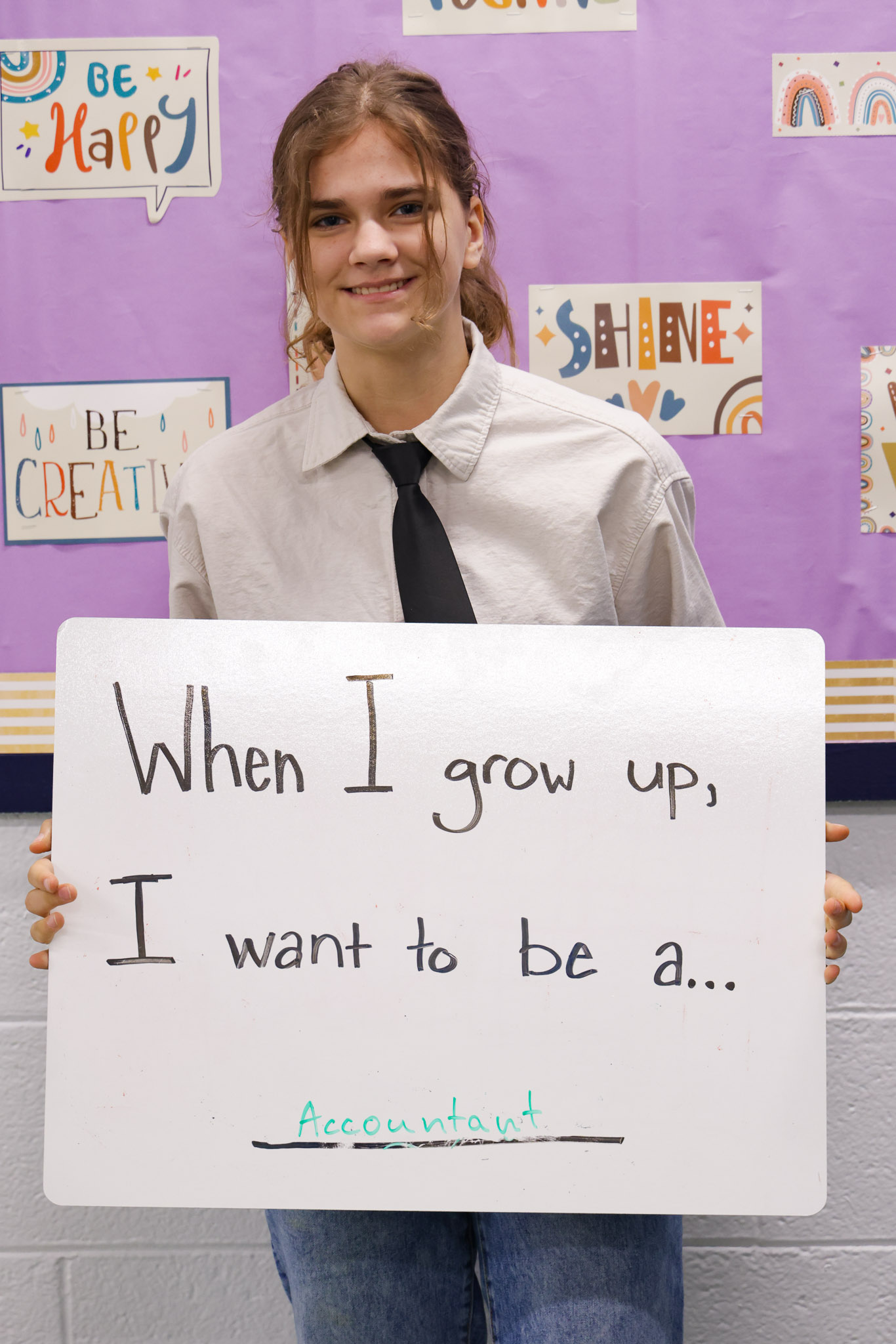 An Enka Middle School student poses during Career Week 2023.