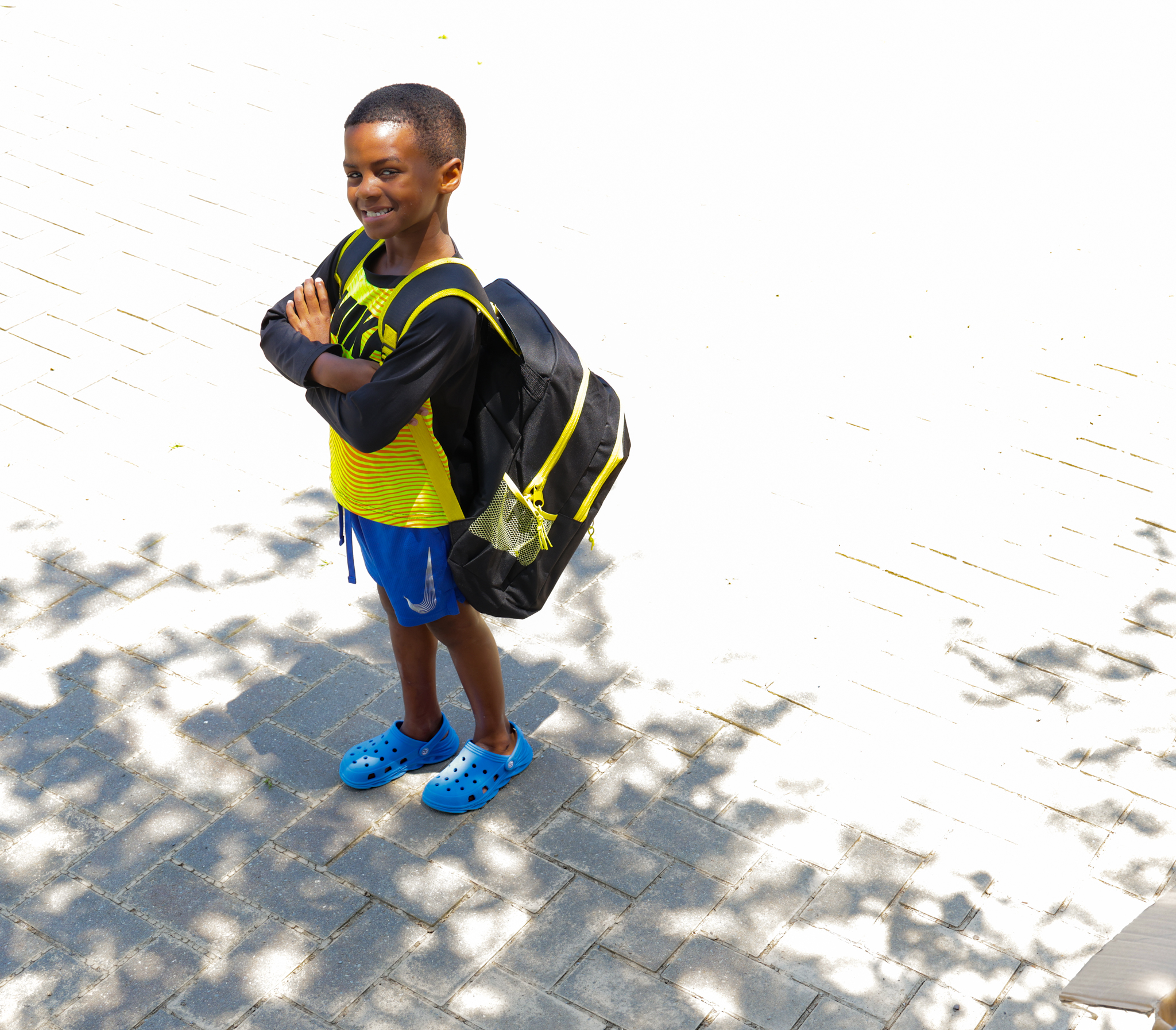 Student with backpack ready for school