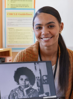 Tatyana Barrett with here favorite photo of Bell Hooks