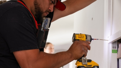CORE team member working on a Swannanoa home after Helene