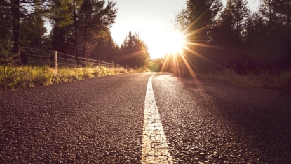 road at sunset