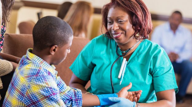 nurse with student